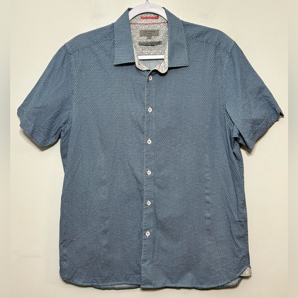 Ted Baker London Geometric Micro Dot Button Up Shirt Preppy Career Business